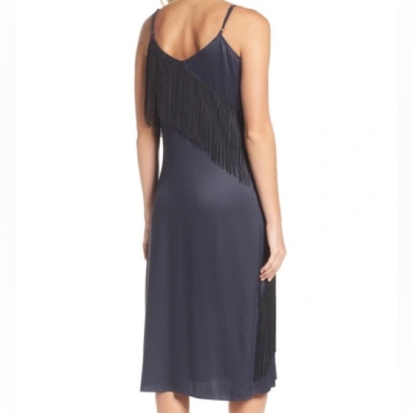 NIC + ZOE Navy Blue Fringe Midi Dress - Size 12 - Picture 3 of 10